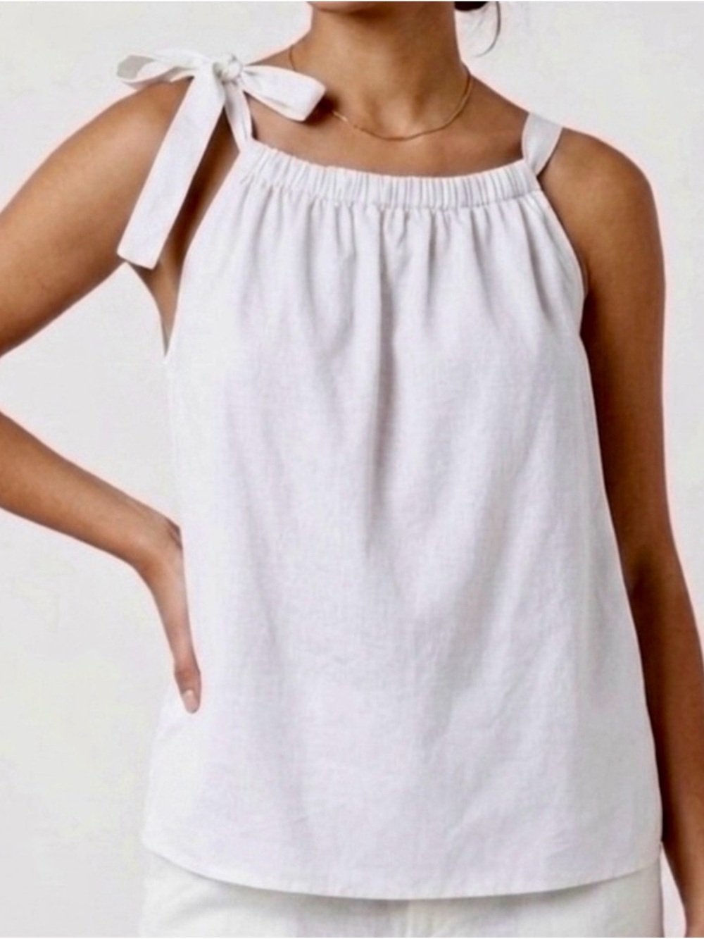 Free Assembly Crisp White Tie-Shoulder Tank Top